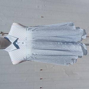 Abito Women's Sleeveless Pale Blue Layered Button Front Pleated Blouse Size M